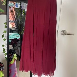 Maroon layered floor length fairycore skirt
